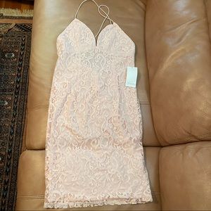 Tobi Pink Spaghetti Strap Lace Dress